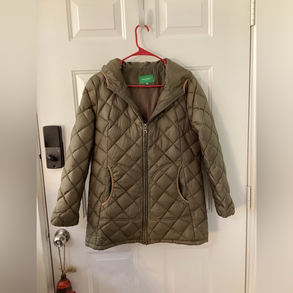 Crocodile Olive Quilted Womens Puffer Jacket